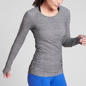 Athleta Marled Gray Speedlight Seamless Long Sleeve Top Sz M